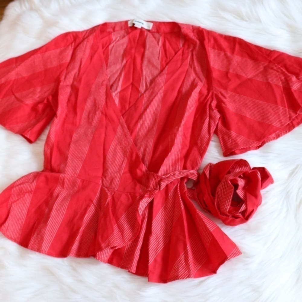NEW Loft Blouse Red Short Sleeve Size Small Petite - Picture 5 of 9